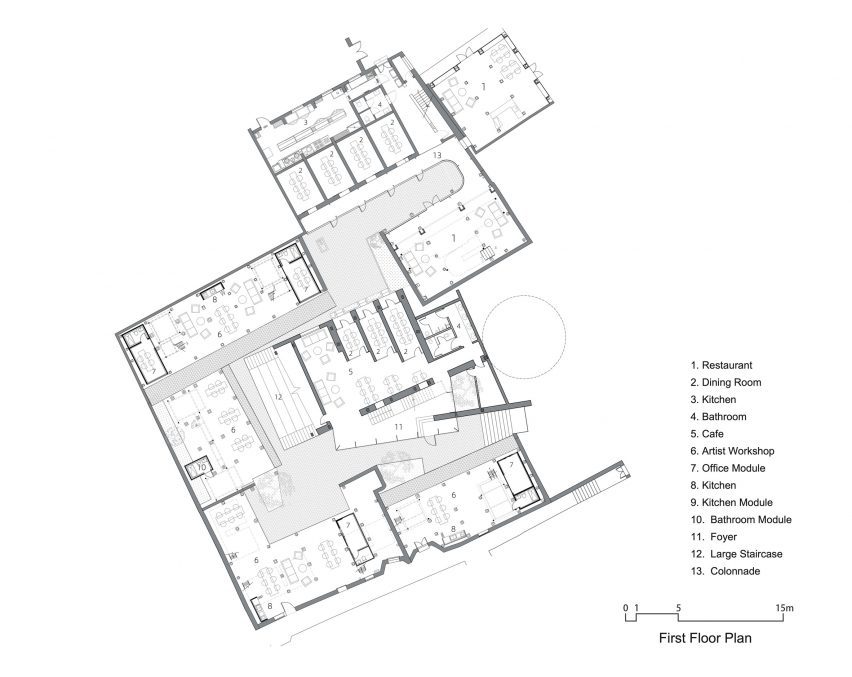 First floor plan Porcelain Factory Conversion by People's Architecture Office