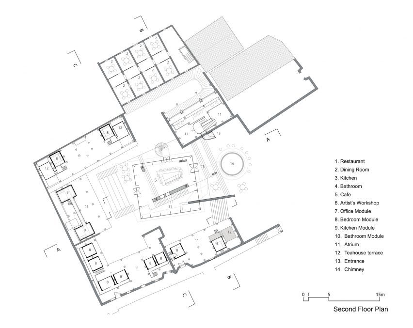 Second floor plan Porcelain Factory Conversion by People's Architecture Office