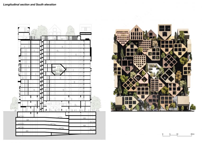 Section of Puzzle Tirana by NOA and Atelier4