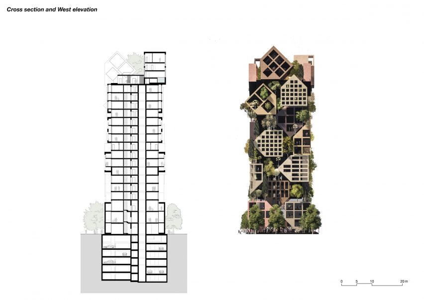Section of Puzzle Tirana by NOA and Atelier4