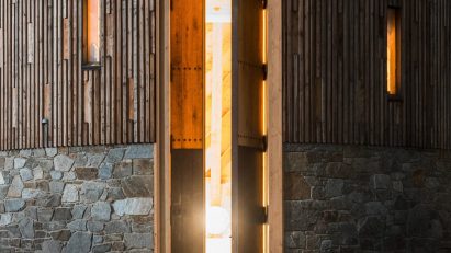 Illuminated wooden chapel Czech Republic