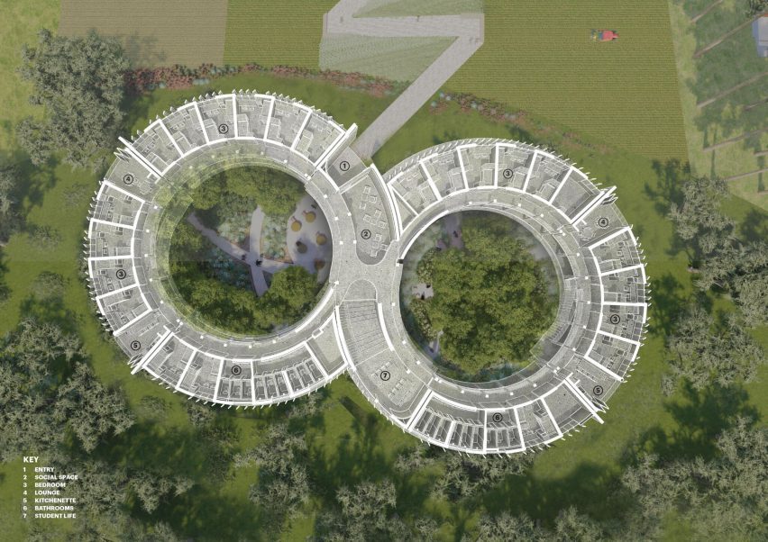 Ground floor plan of student accommodation at Rwanda Institute for Conservation Agriculture by MASS Design Studio