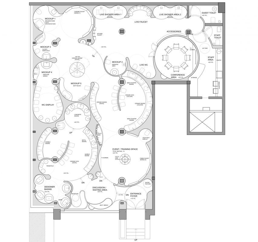 Plan of Sorbet bathware showroom in Mumbai by MuseLAB