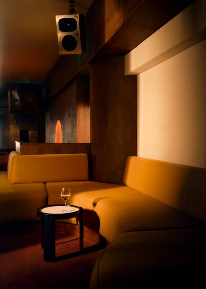 Yellow seating area