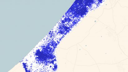 Map of destroyed buildings in Gaza by Forensic Architecture