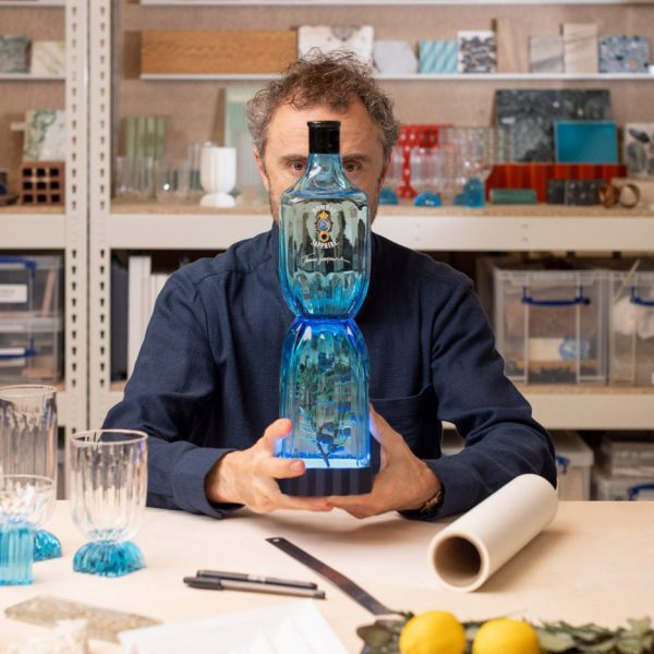 Thomas Heatherwick creates Bombay Sapphire bottle with cinched waist and “terrarium of sorts”