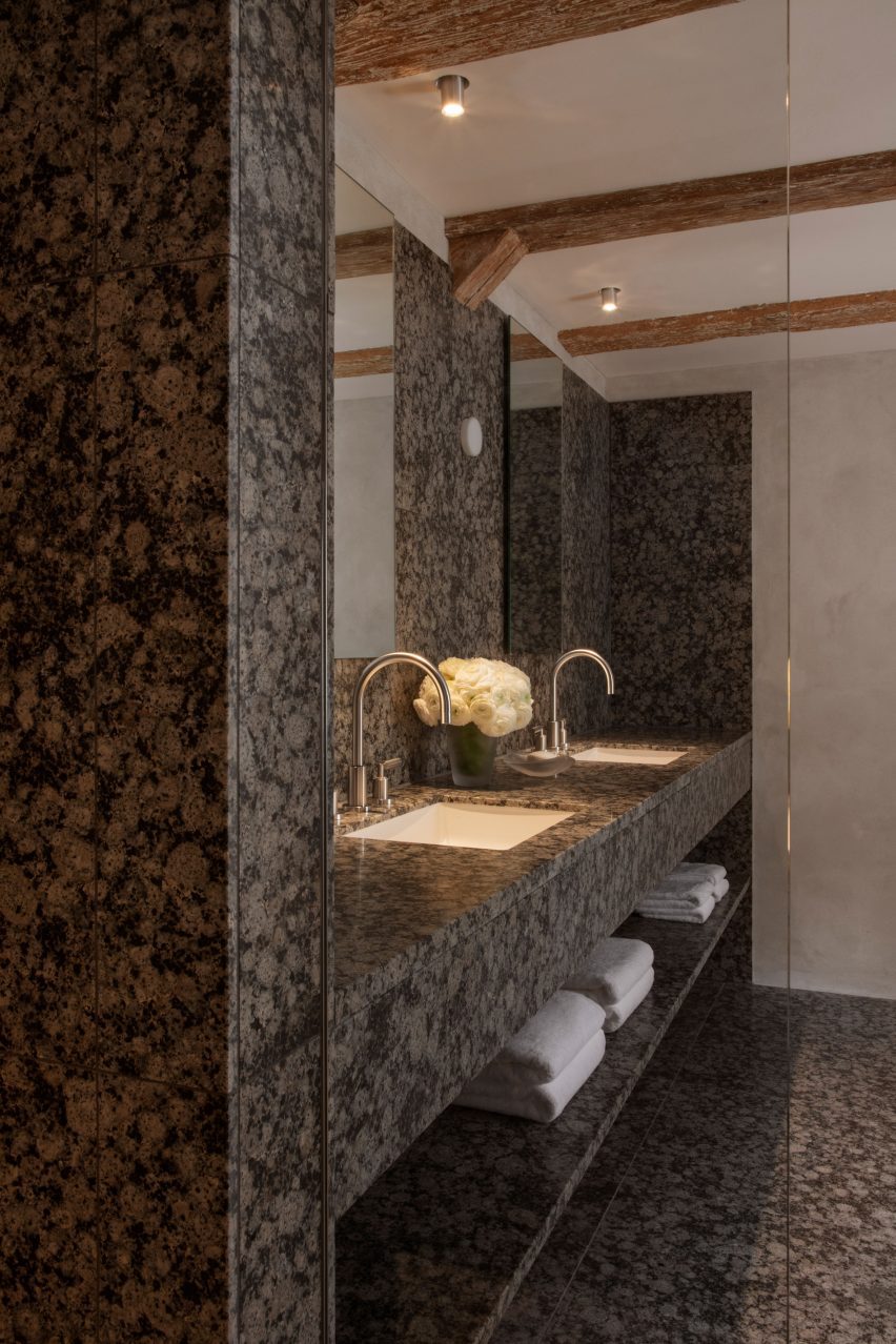 Grey granite bathroom sinks