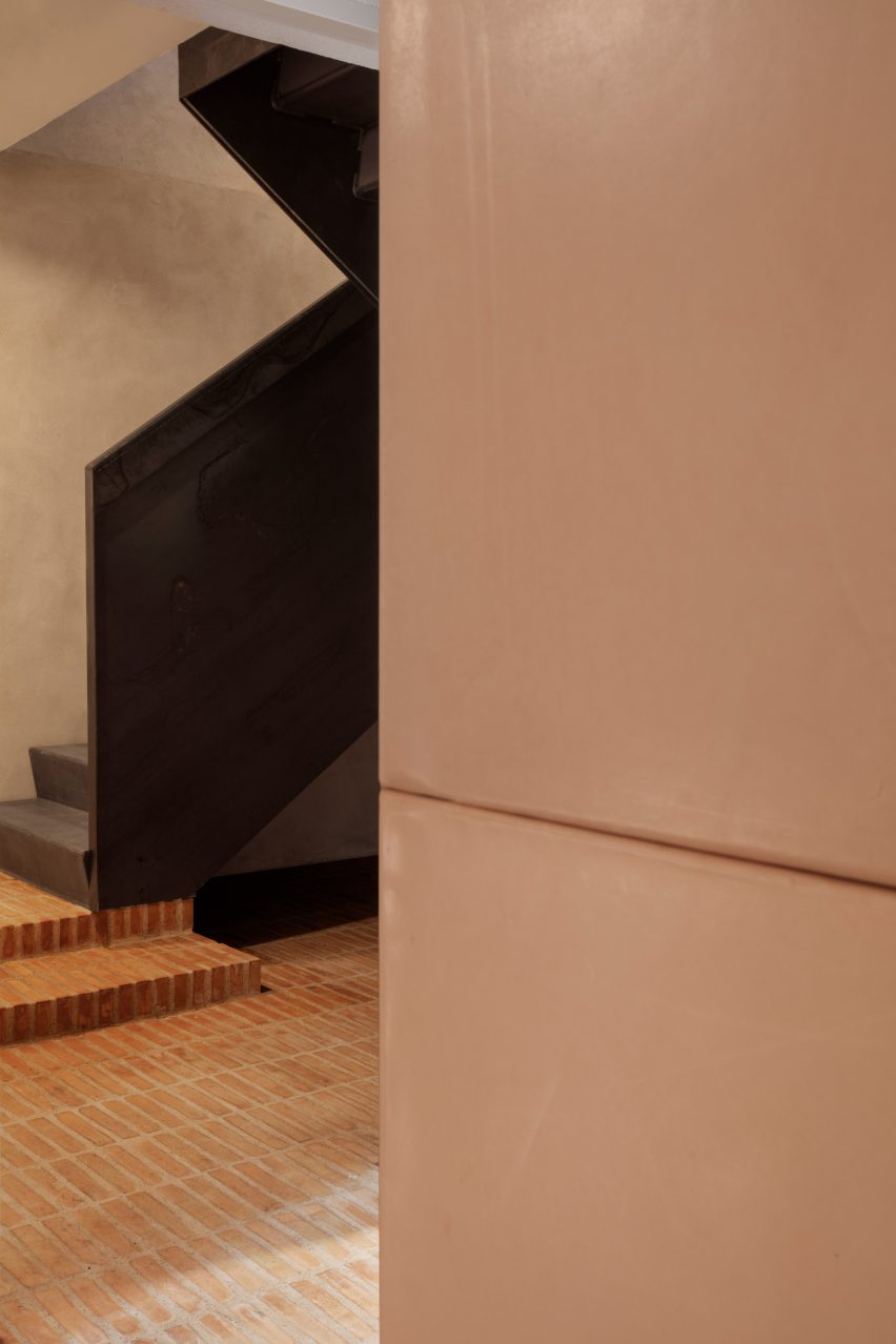 Brick floors and stairwell