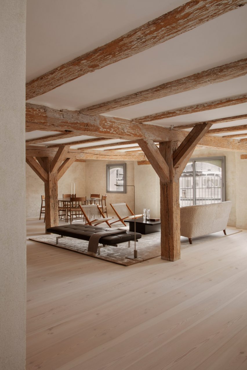 Open plan living space in converted warehouse