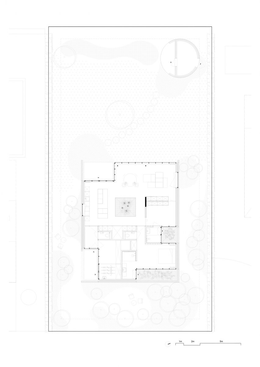 Plan of Patio House by Studio Okami Architecten