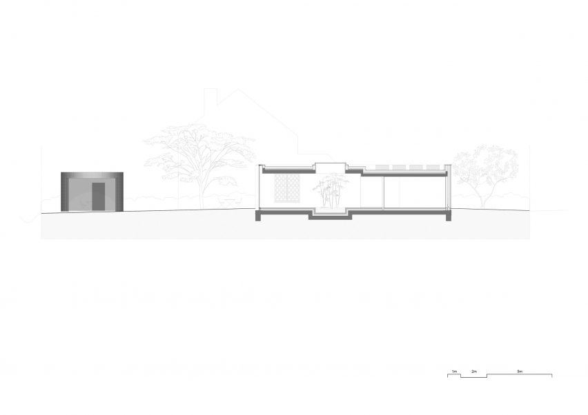 Section of Patio House by Studio Okami Architecten