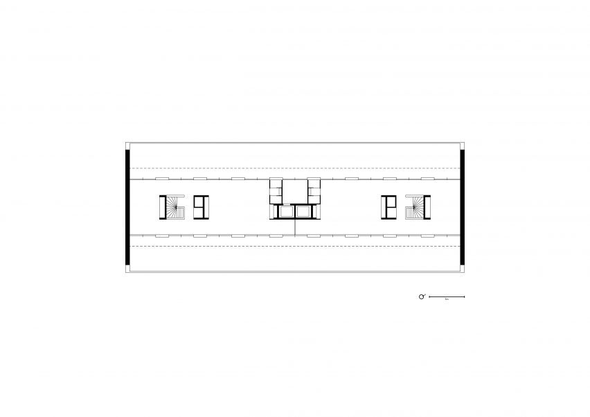 Eighth floor plan of the office building at Lyon Confluence by David Chipperfield Architects