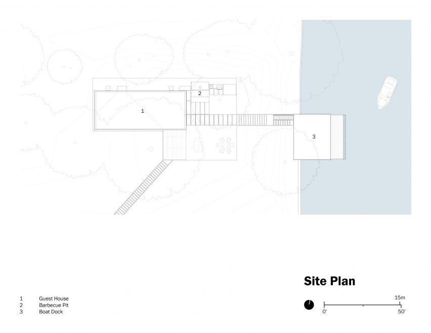 Cabin and Dock Site Plan Lakeside retreat by Miró Rivera Architects