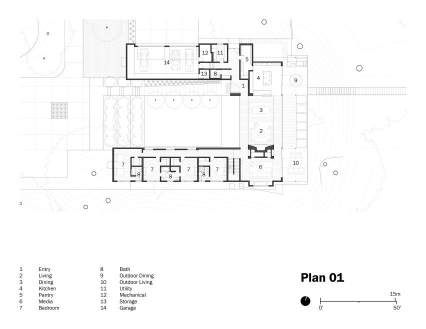 First Floor Plan Lakeside retreat by Miró Rivera Architects