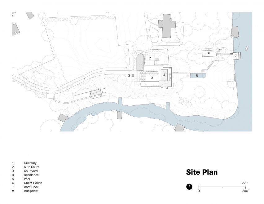 Site Plan Lakeside retreat by Miró Rivera Architects