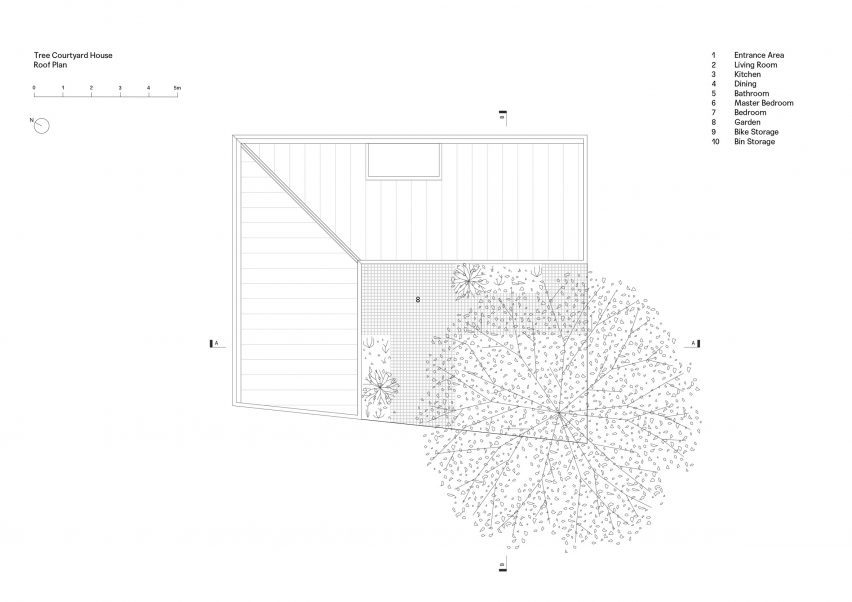 Plan of Tree Courtyard House by Ao-ft