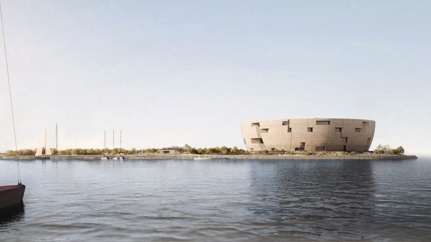 A photograph of a structure built atop a body of water.