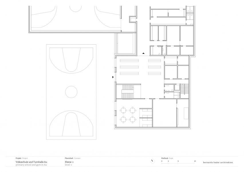 Basement plan of school in Au by Bernardo Bader Architekten