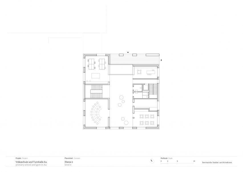 Ground floor plan of school in Au by Bernardo Bader Architekten