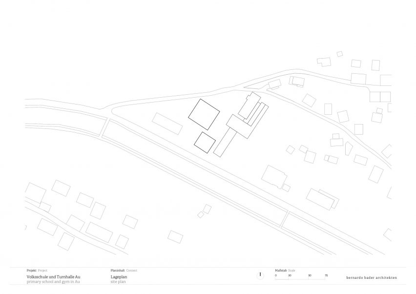 Site plan of School in Au by Bernardo Bader Architekten