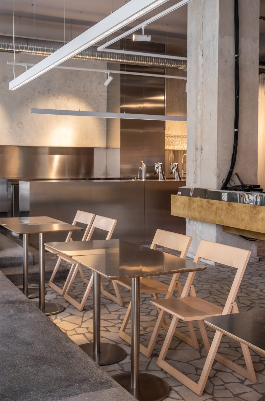 Seating area inside listening bar Bucharest