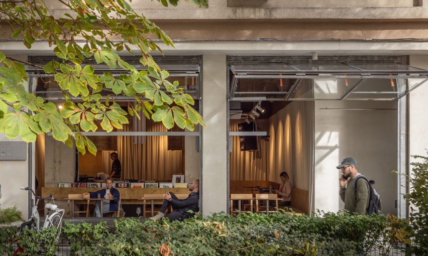 Open mechanical glass facade at Bar Ton