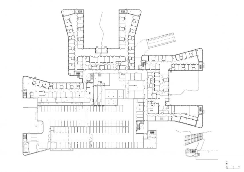 Plan of Tampere Psychiatric Clinic by CF Møller Architects
