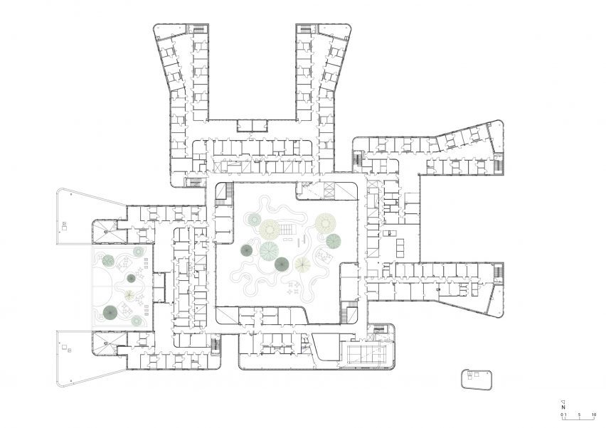 Plan of Tampere Psychiatric Clinic by CF Møller Architects