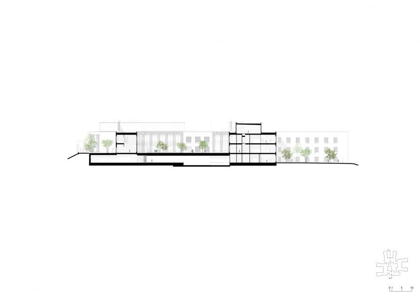 Section of Tampere Psychiatric Clinic by CF Møller Architects