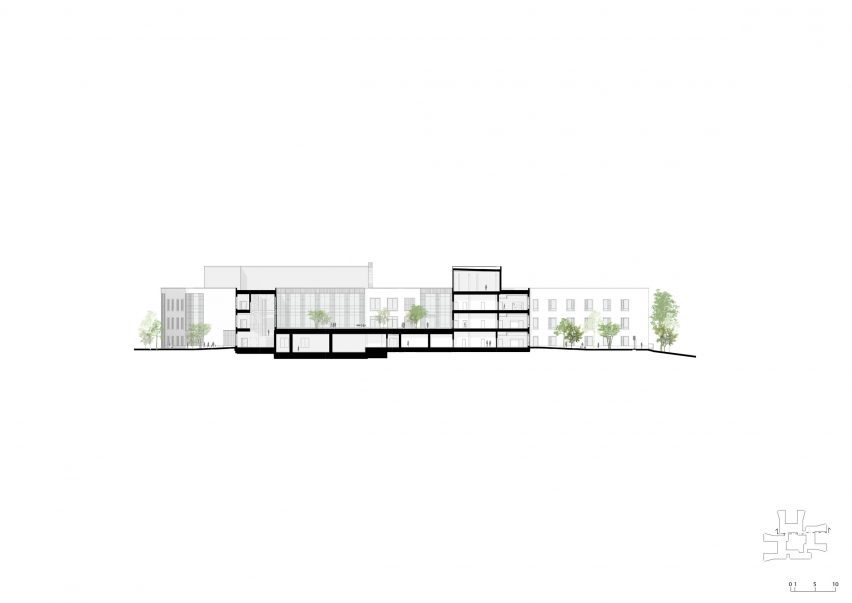 Section of Tampere Psychiatric Clinic by CF Møller Architects