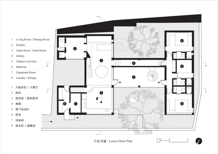 Lower floor plan House of Bluff by Chaoffice