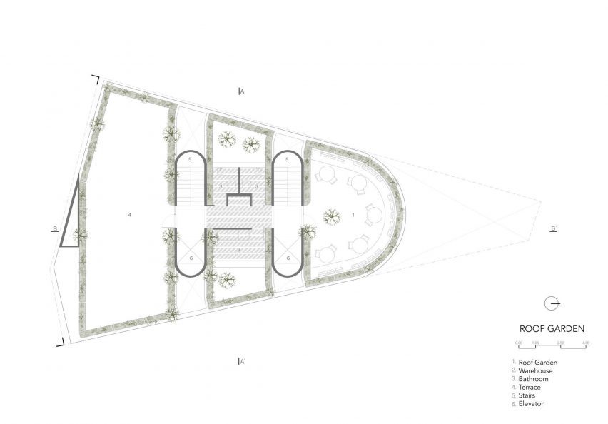 Roof garden plan Tonalá 15 by CRB Arquitectos