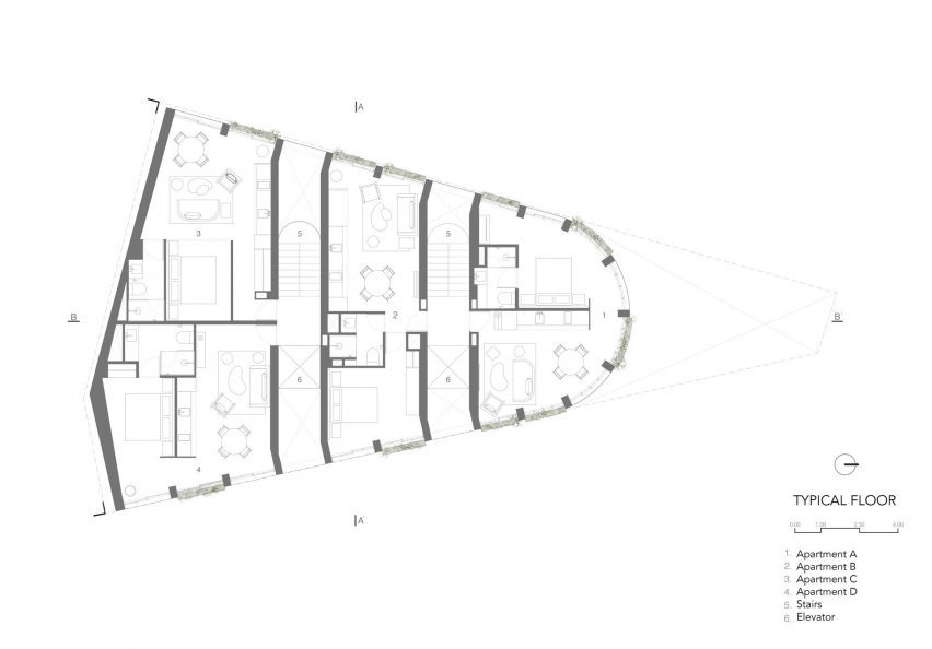 Typical floor plan Tonalá 15 by CRB Arquitectos
