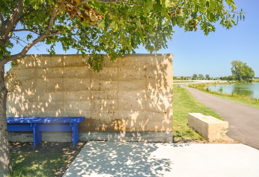 Large blue picnic table