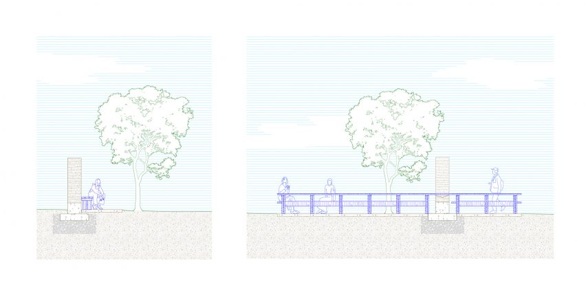 Large blue picnic table