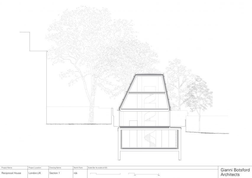 Section of Reciprocal House by Gianni Botsford Architects