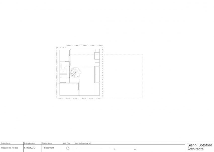 Basement plan of Reciprocal House by Gianni Botsford Architects