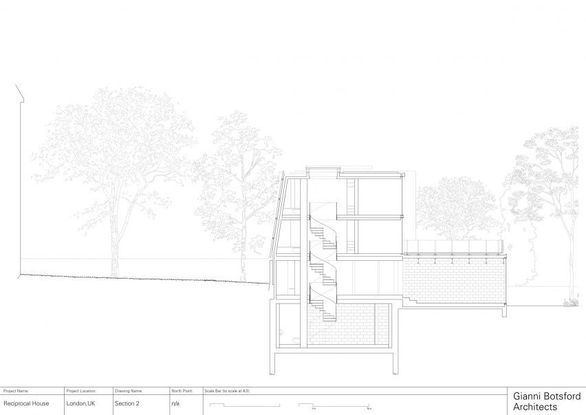 Section of Reciprocal House by Gianni Botsford Architects