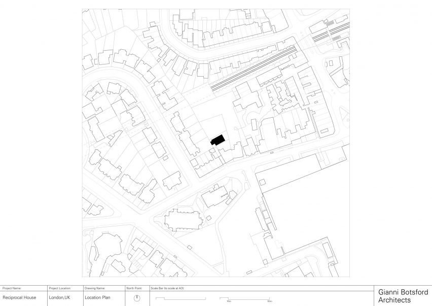 Site plan of Reciprocal House by Gianni Botsford Architects