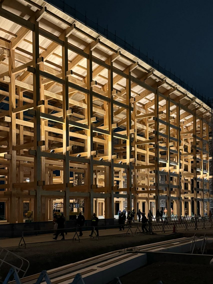 The Grand Ring construction for Expo 2025 Osaka by Sou Fujimoto Architects
