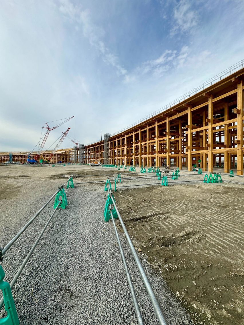 The Grand Ring construction for Expo 2025 Osaka by Sou Fujimoto Architects