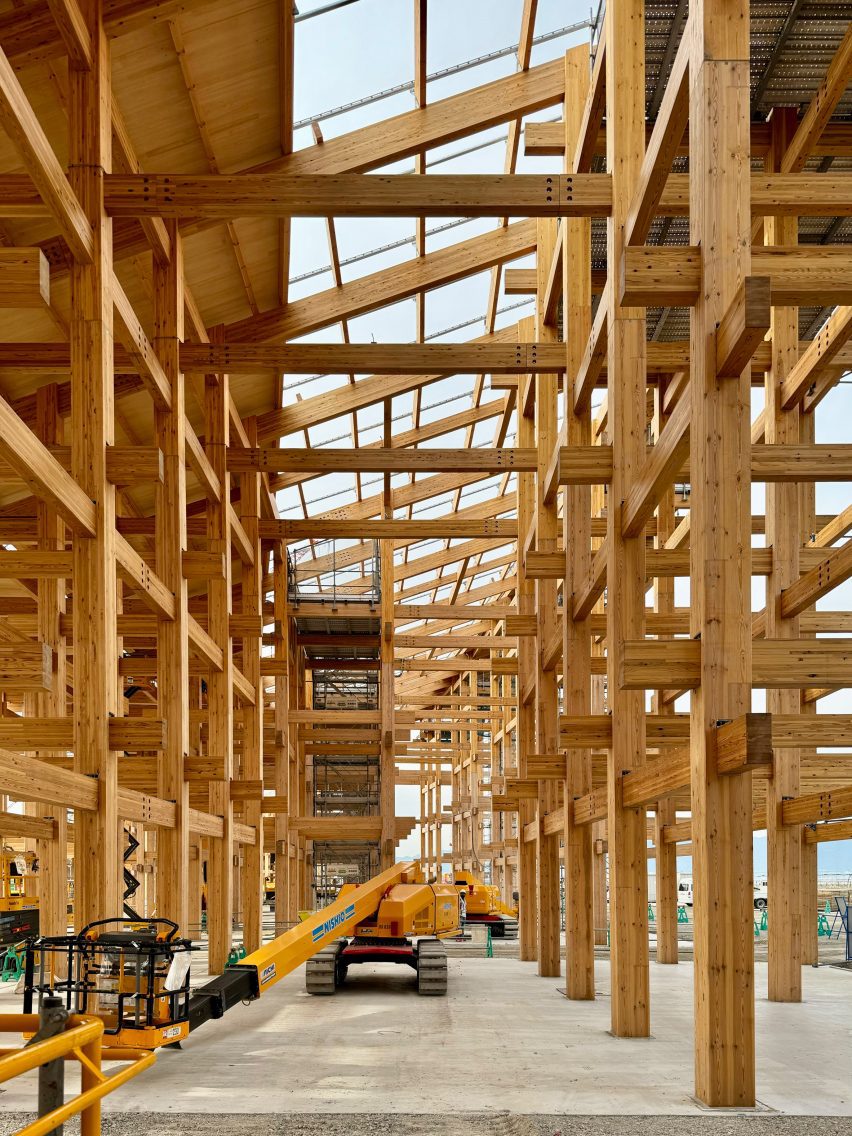 The Grand Ring construction for Expo 2025 Osaka by Sou Fujimoto Architects