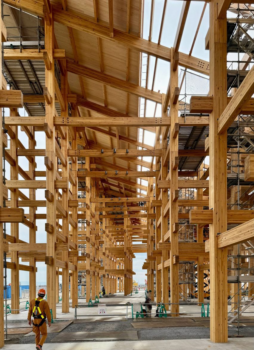 The Grand Ring construction for Expo 2025 Osaka by Sou Fujimoto Architects