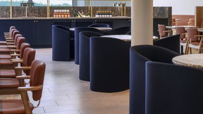 Cafe in Finnair lounge at Helsinki Airport by Joanna Laajisto
