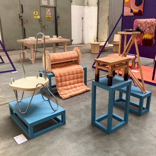 A photograph of a furniture and design exhibition.