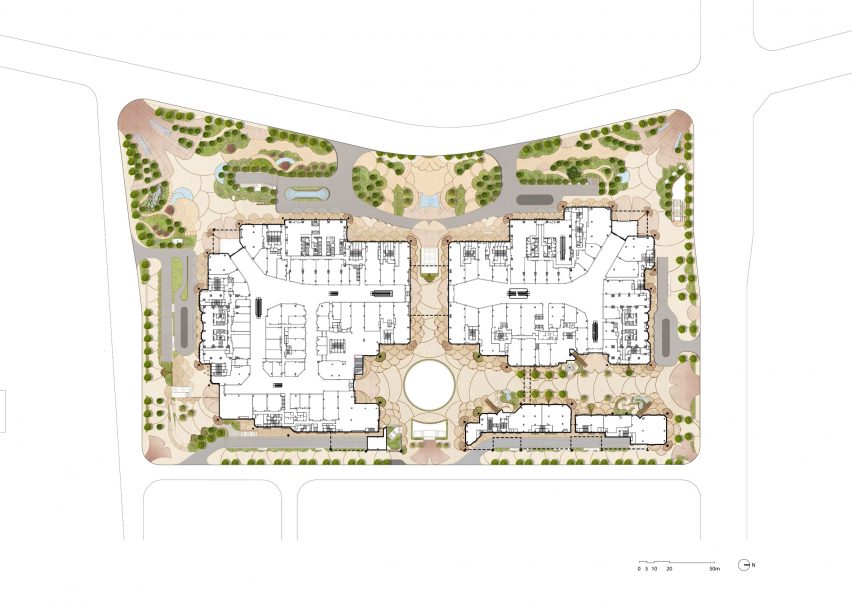 Plan of Xi'an Centre Culture Business District by Heatherwick Studio