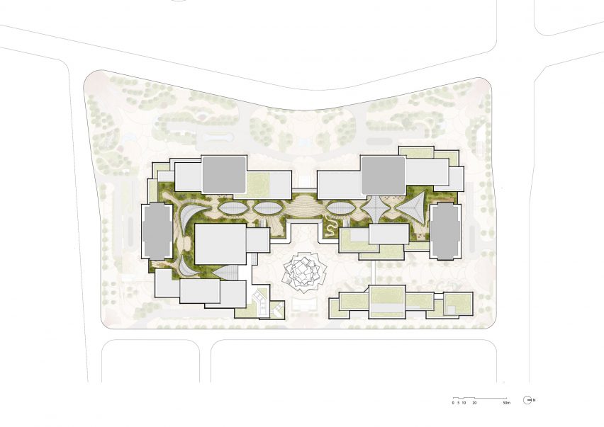 Plan of Xi'an Centre Culture Business District by Heatherwick Studio