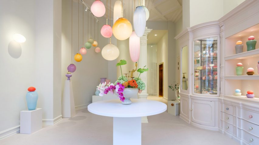 Helle Mardahl opens candy-coloured glassware store in former home of Danish royal jeweller