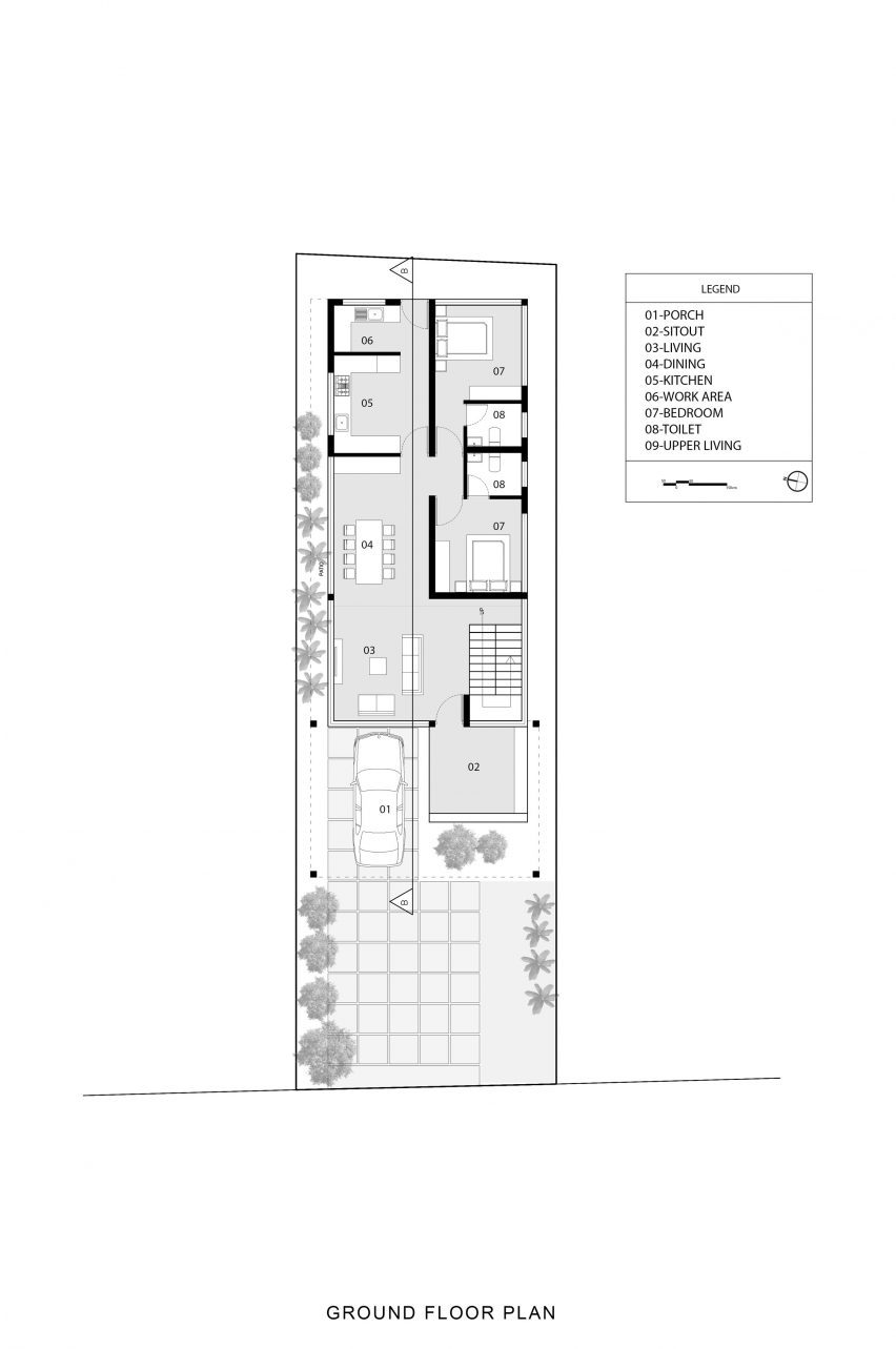 Ground floor plan of House XO in Kerala by 3dor Concepts