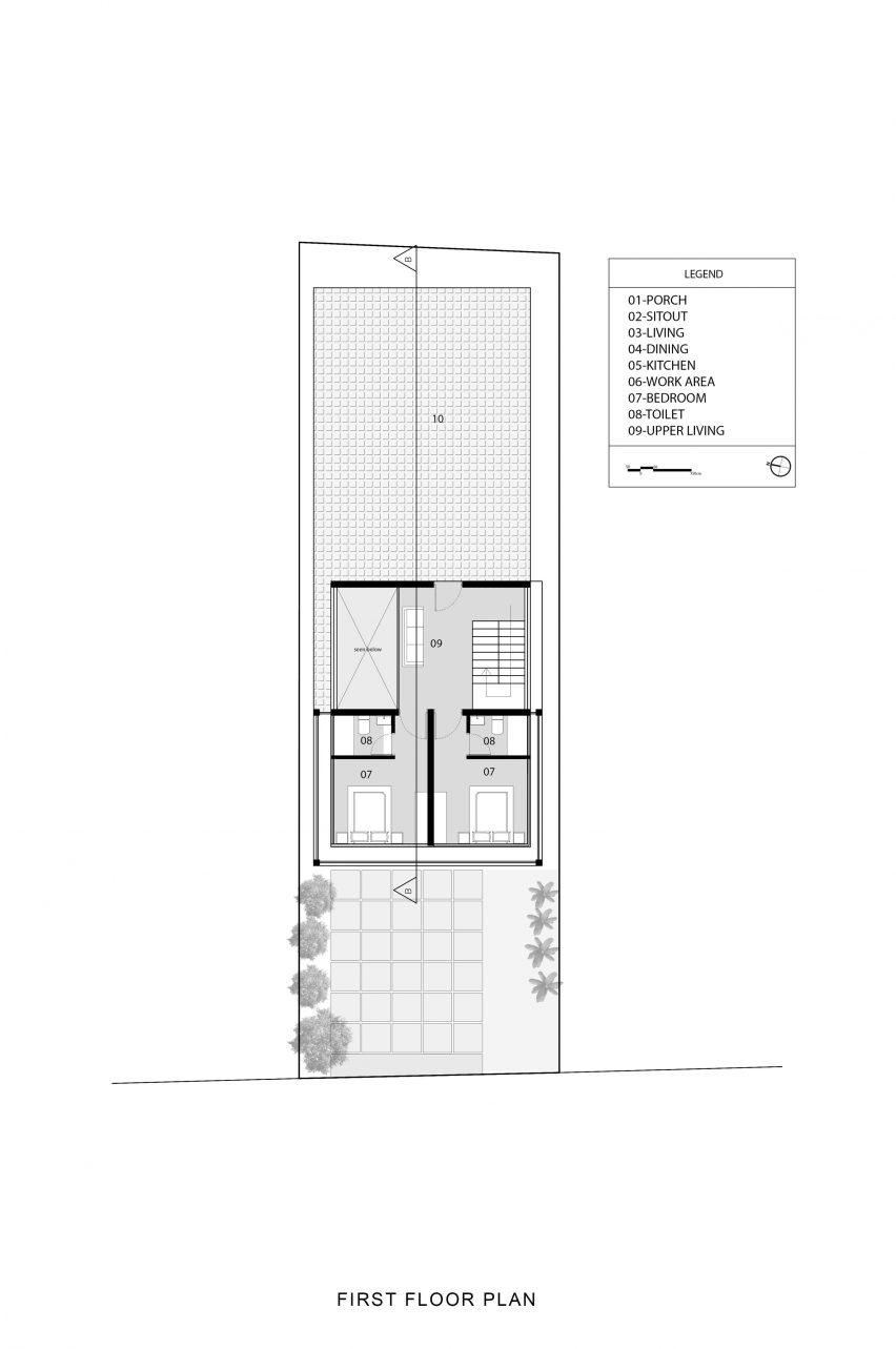 First floor plan of House XO in Kerala by 3dor Concepts
